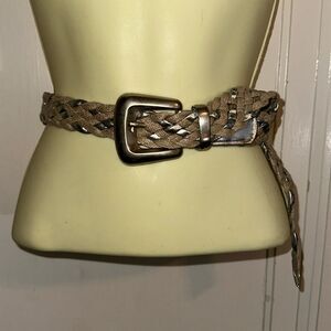 Vintage 80s/90s Sandy Duftler silver & sparkly gold woven belt